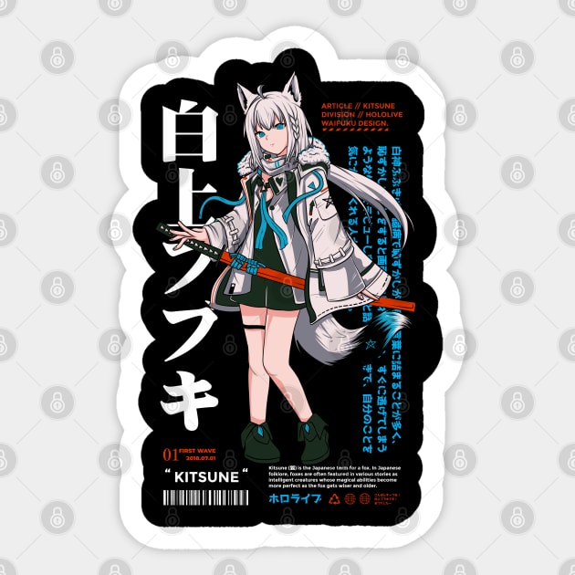 Hololive Japan Shirakami Fubuki - Kitsune Sticker by Waifuku Merch